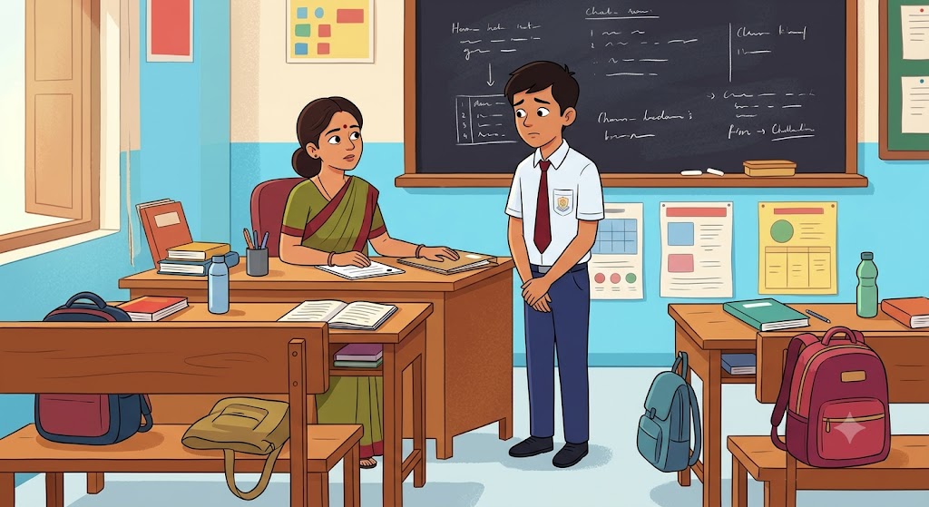 Ek Jhooth Ka Bojh - Teen Moral Story in Hindi - cartoon illustration