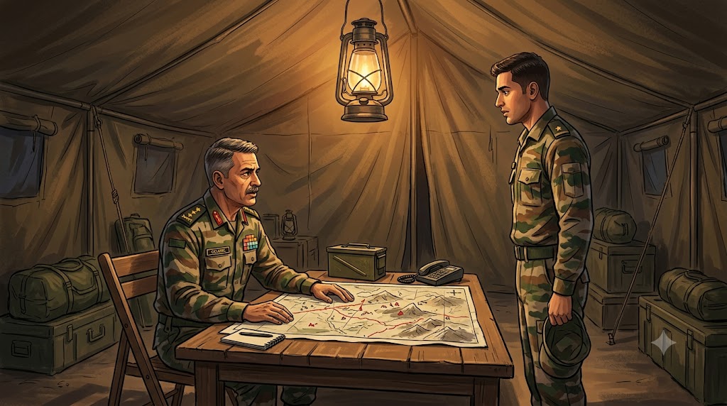 Colonel Rathore aur Lieutenant Rohan border camp mein baat karte hue - army story hindi