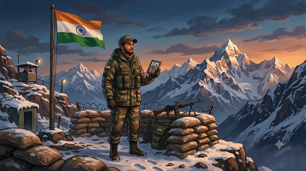 Fauji Bhai Ki Rakhi - Ek Vaade Ki Kahani - cartoon illustration