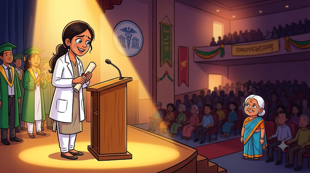 Dr Meera convocation pe - Maa ro rahi hain khushi se - cartoon
