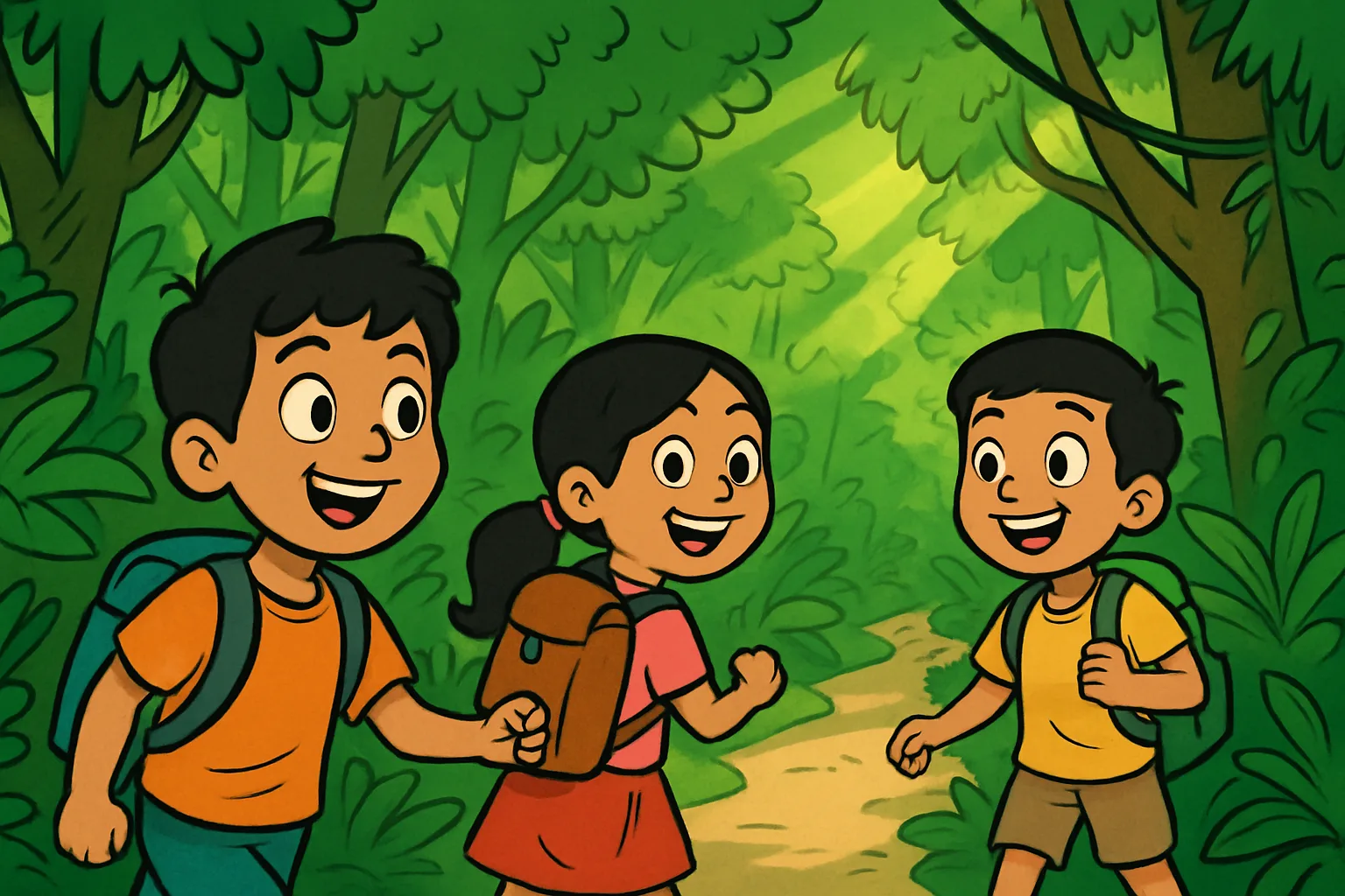 Teen dost jungle mein jaate hue - adventure cartoon