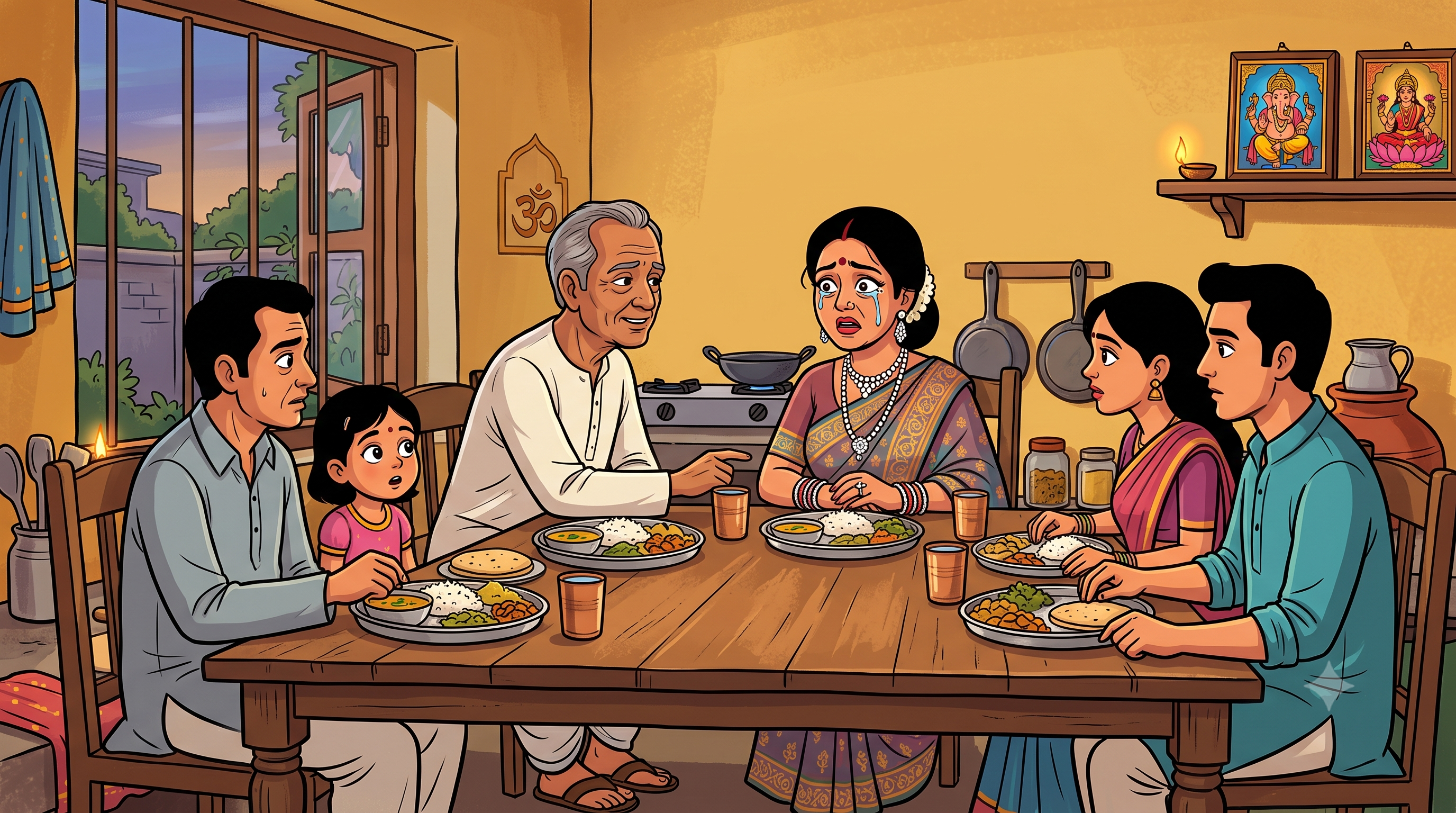Teacher sahab saas ko samjhate hue - emotional scene - cartoon
