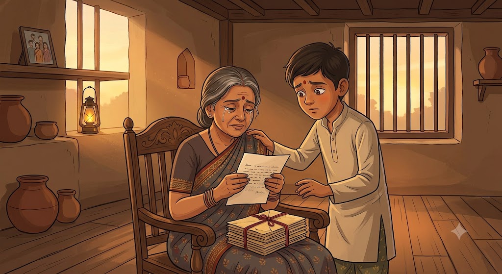 Mom letters padhti hui - bahut emotional - cartoon