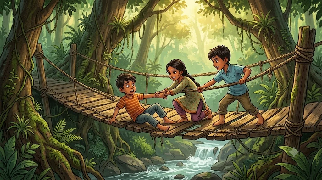 Rehan Yash ko kamzor pul se bachate hue - hindi adventure story with moral