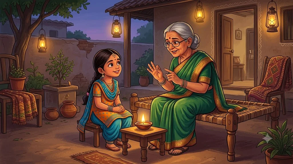 Nani Ananya ko Navdurga ke nau roop samjhate hue - durga maa ki kahani hindi
