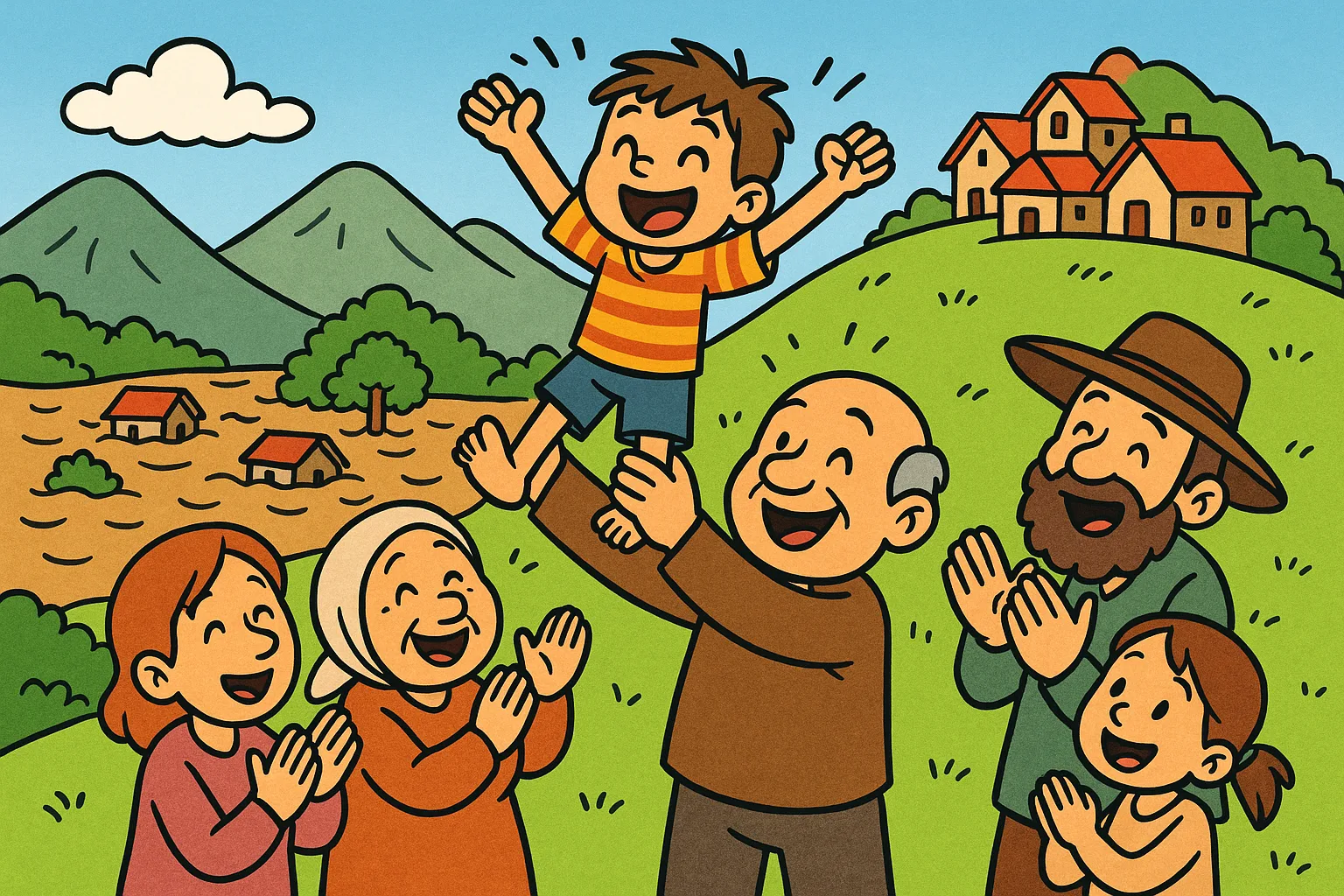 Gaon ke log safe upar pahaad par - Veer hero - cartoon