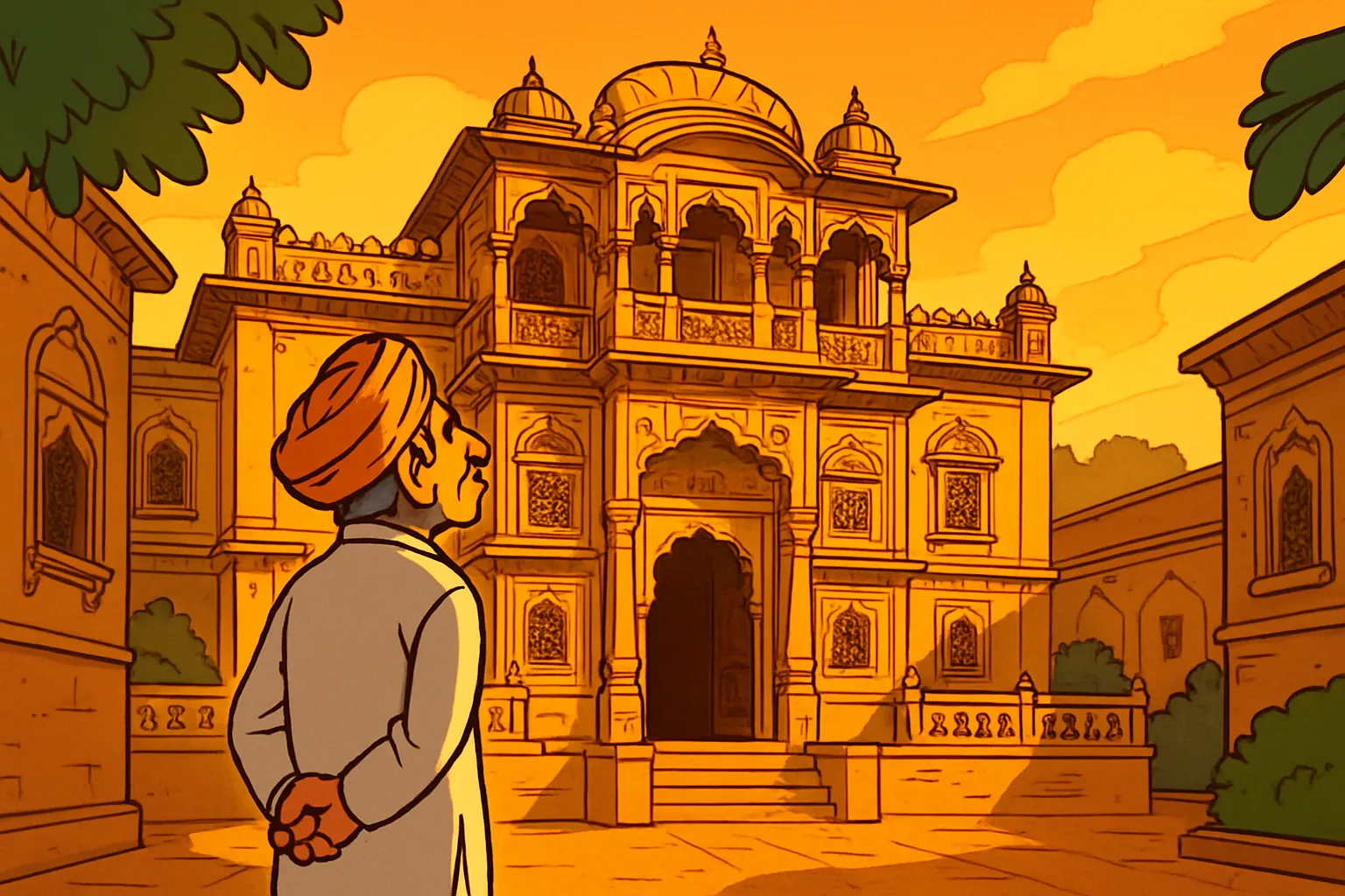 Purani haveli - sunheri roshni mein - cartoon