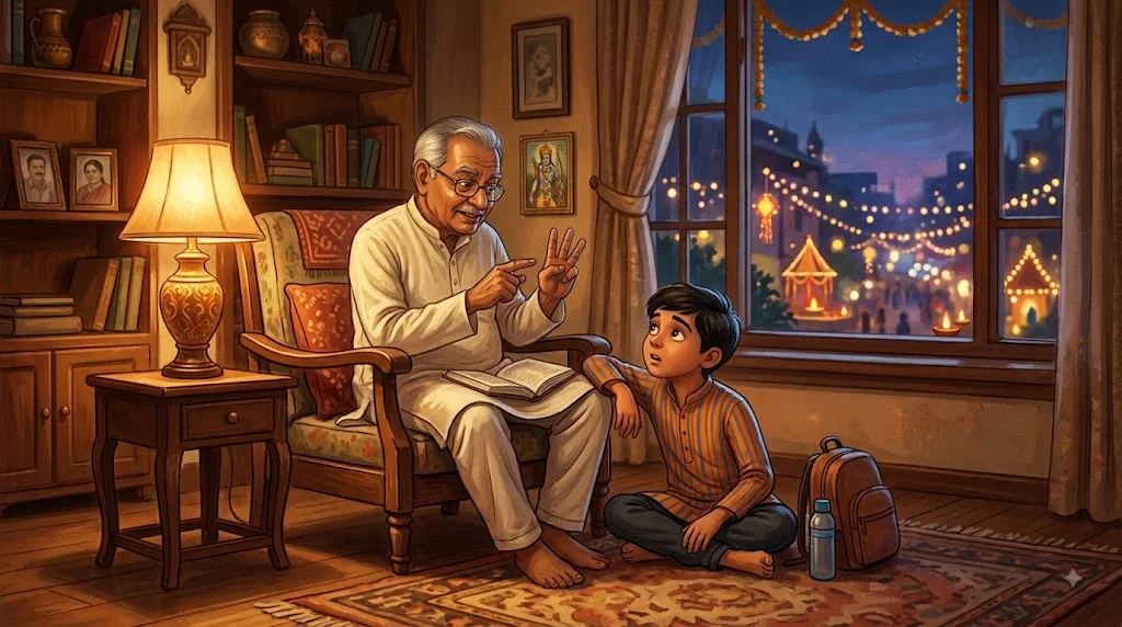 Dadaji Arnav ko das avgunon ke baare mein samjhate hue - vijayadashami ki kahani hindi