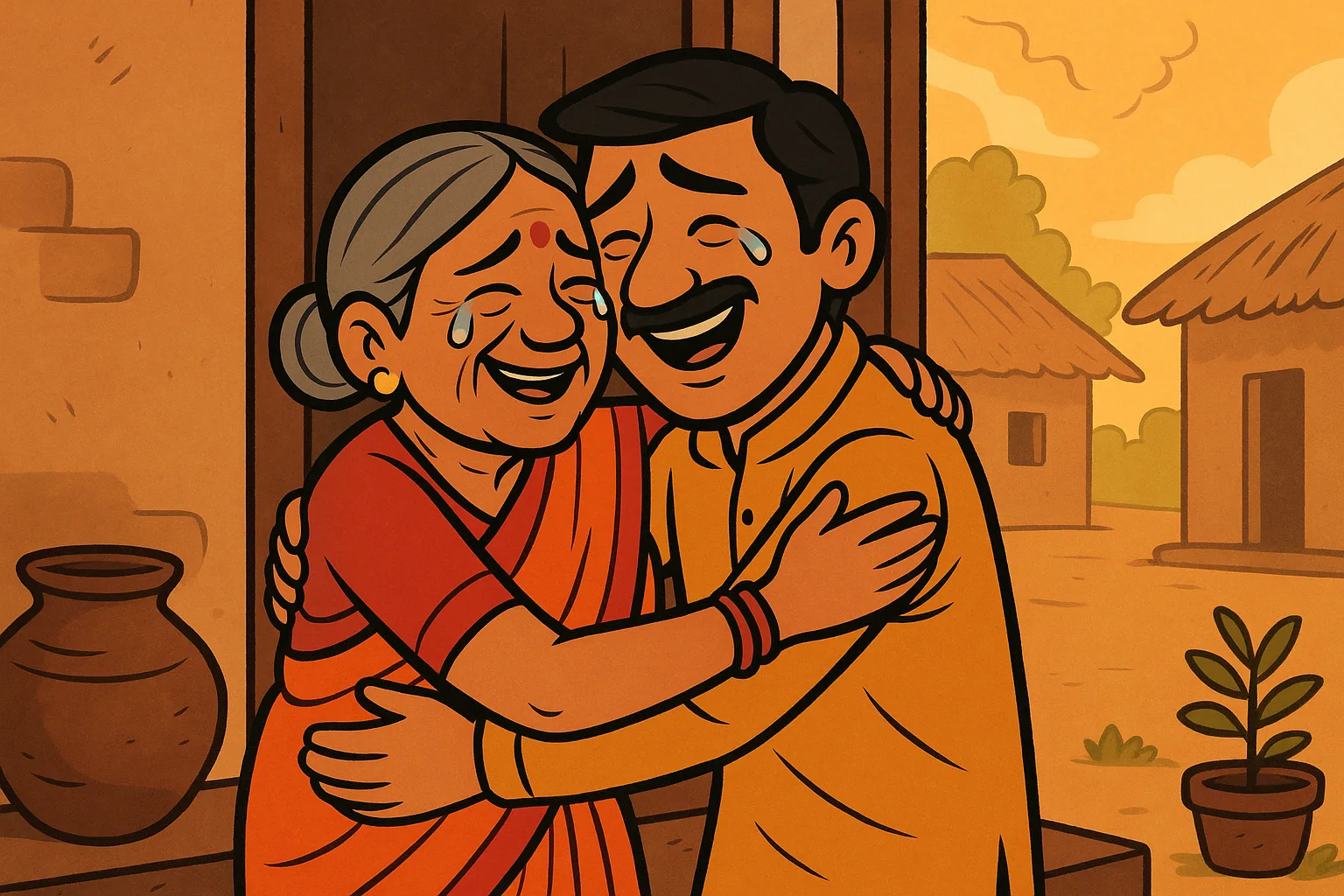 Manoj apni Maa se milta hua - emotional cartoon